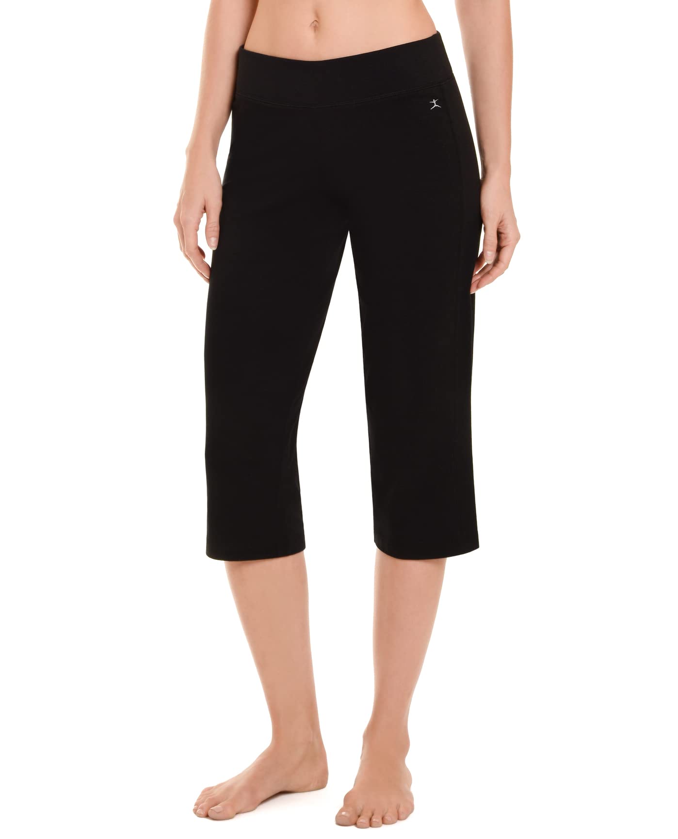 Danskin Essentials Yoga Crop Pant + Stretch Fabric + Women + Workouts + Comfortable and Stretchable + 88% Nylon 12% Span
